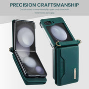 For Samsung Galaxy Z Flip5 5G DG.MING M2 Series Card Bag Magnetic Leather Phone Case(Green)