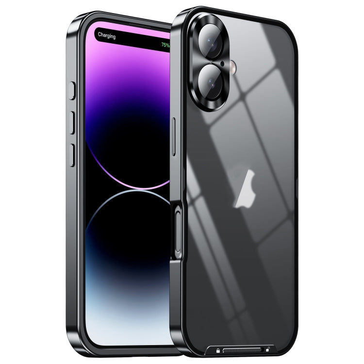 For iPhone 16 Frosted Metal Phone Case(Black)