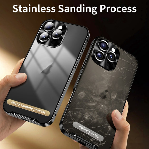 For iPhone 16 Pro Frosted Metal Phone Case(Black)
