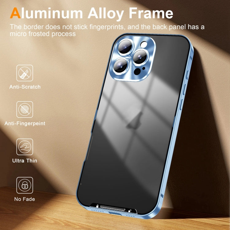 For iPhone 16 Pro Frosted Metal Phone Case(Blue)