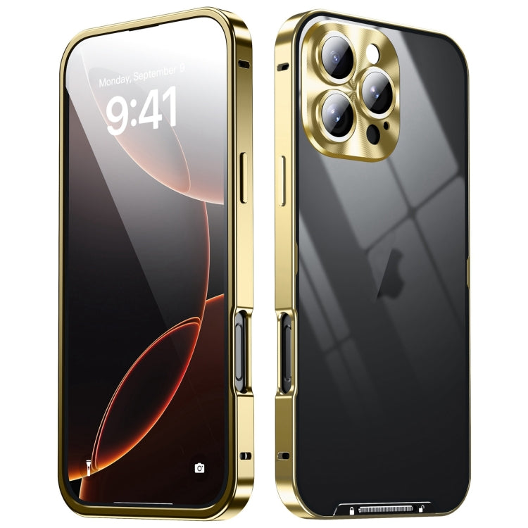 For iPhone 16 Pro Frosted Metal Phone Case(Gold)