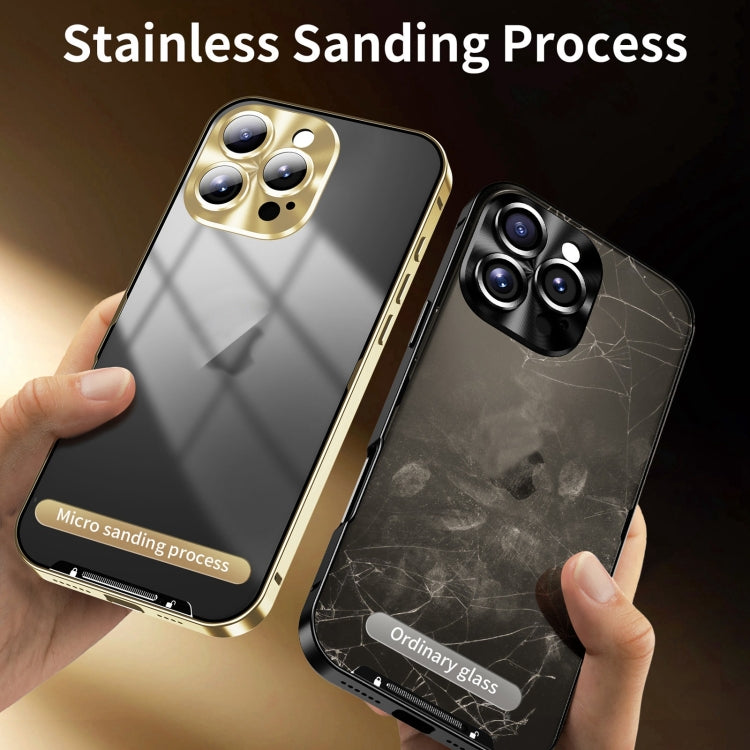 For iPhone 16 Pro Frosted Metal Phone Case(Gold)