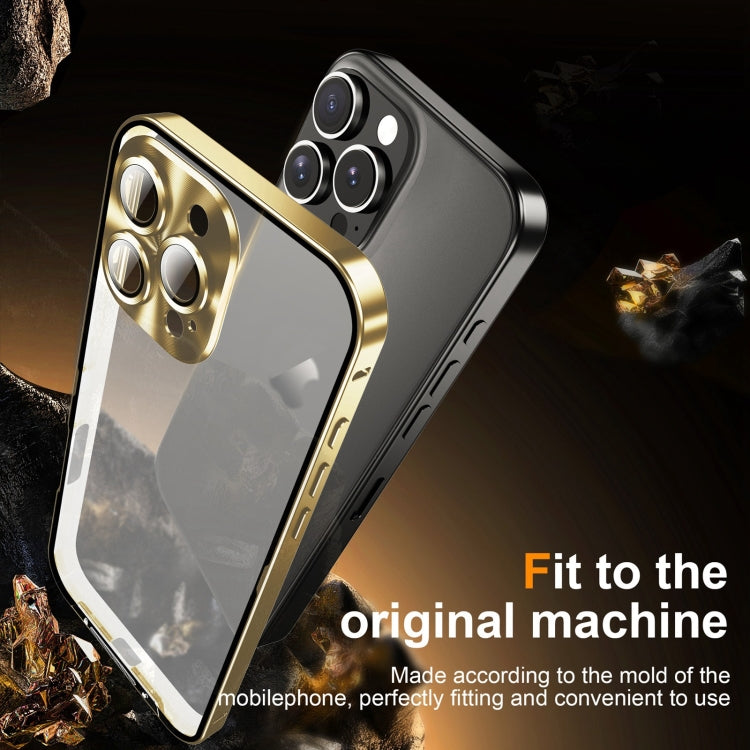 For iPhone 16 Pro Frosted Metal Phone Case(Gold)