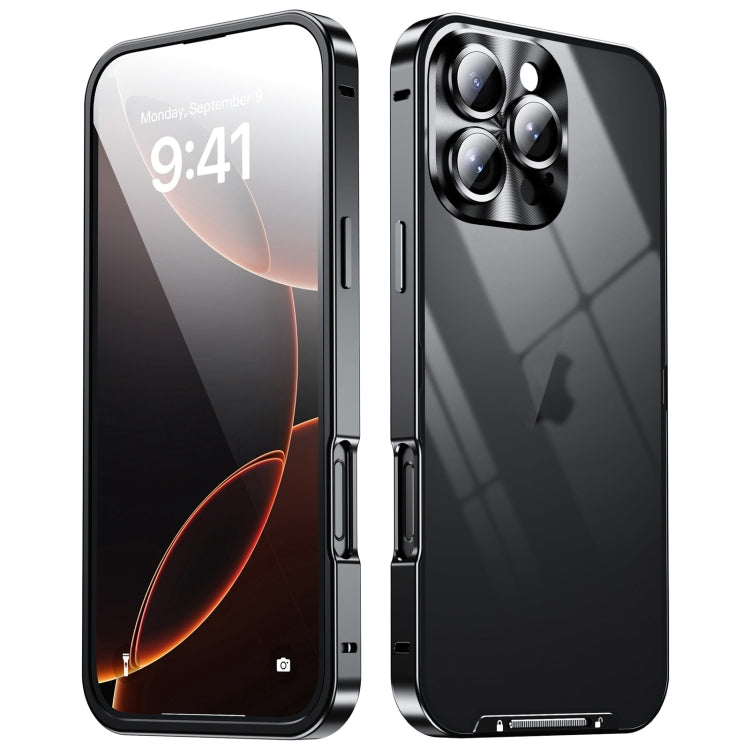 For iPhone 16 Pro Max Frosted Metal Phone Case(Black)