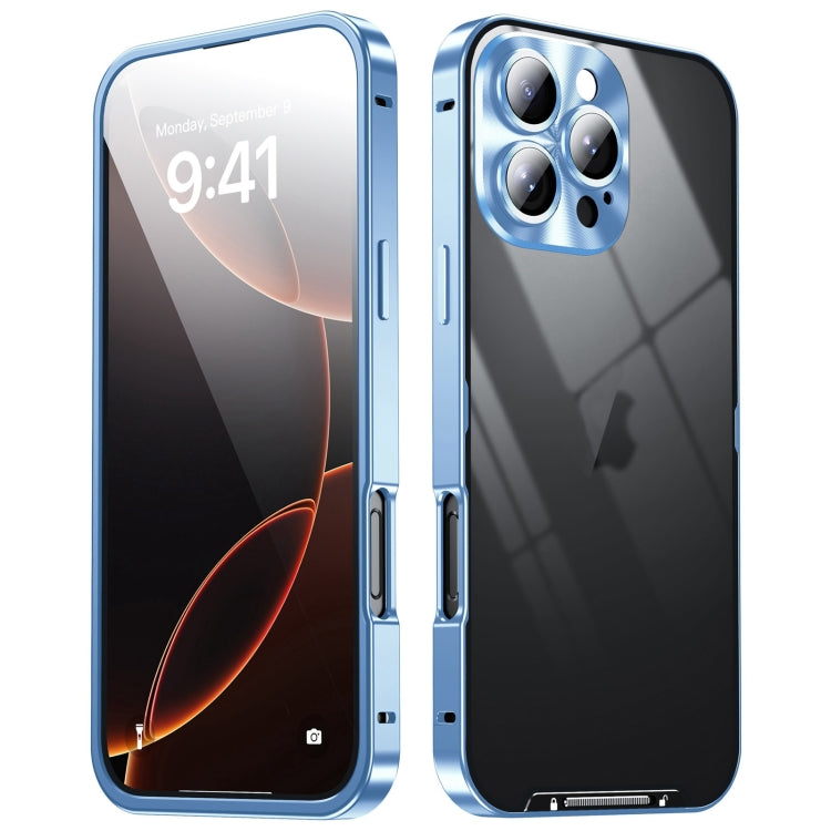 For iPhone 16 Pro Max Frosted Metal Phone Case(Blue)