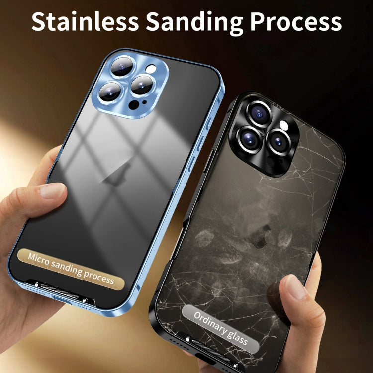 For iPhone 16 Pro Max Frosted Metal Phone Case(Blue)