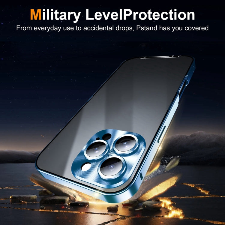 For iPhone 16 Pro Max Frosted Metal Phone Case(Blue)