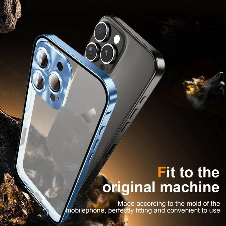 For iPhone 16 Pro Max Frosted Metal Phone Case(Blue)