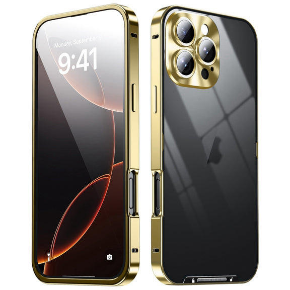 For iPhone 16 Pro Max Frosted Metal Phone Case(Gold)