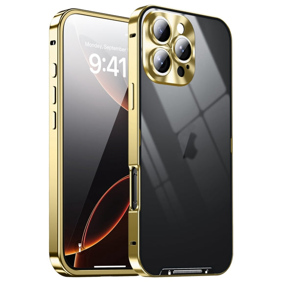 For iPhone 16 Pro Max Frosted Metal Phone Case(Gold)