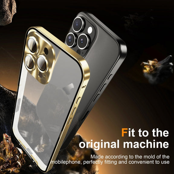 For iPhone 16 Pro Max Frosted Metal Phone Case(Gold)