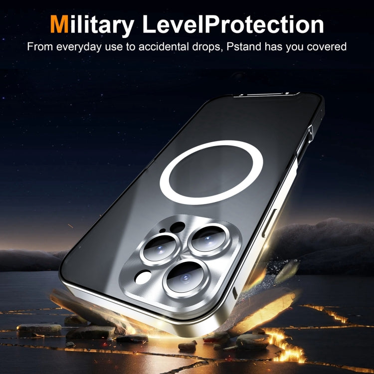 For iPhone 16 Pro Frosted MagSafe Magnetic Metal Phone Case(Silver)