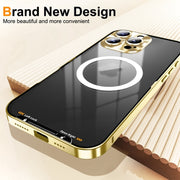 For iPhone 16 Pro Frosted MagSafe Magnetic Metal Phone Case(Gold)