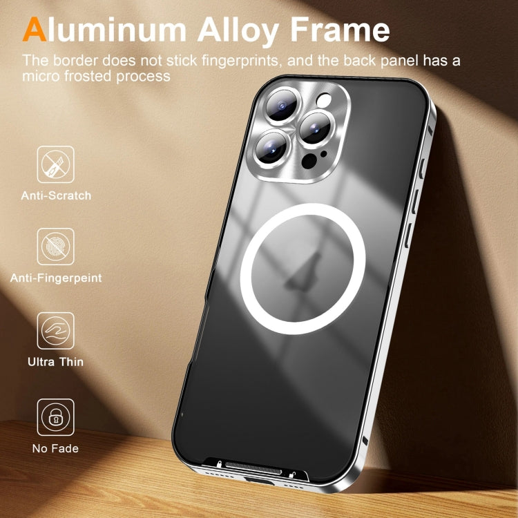 For iPhone 16 Pro Max Frosted MagSafe Magnetic Metal Phone Case(Silver)