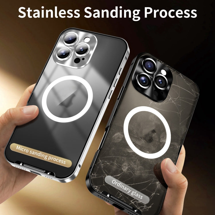 For iPhone 16 Pro Max Frosted MagSafe Magnetic Metal Phone Case(Silver)