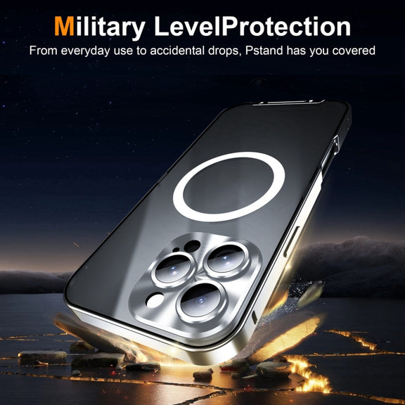 For iPhone 16 Pro Max Frosted MagSafe Magnetic Metal Phone Case(Silver)