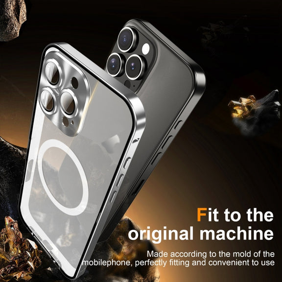 For iPhone 16 Pro Max Frosted MagSafe Magnetic Metal Phone Case(Silver)