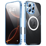 For iPhone 16 Pro Max Frosted MagSafe Magnetic Metal Phone Case(Blue)