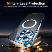 For iPhone 16 Pro Max Frosted MagSafe Magnetic Metal Phone Case(Blue)