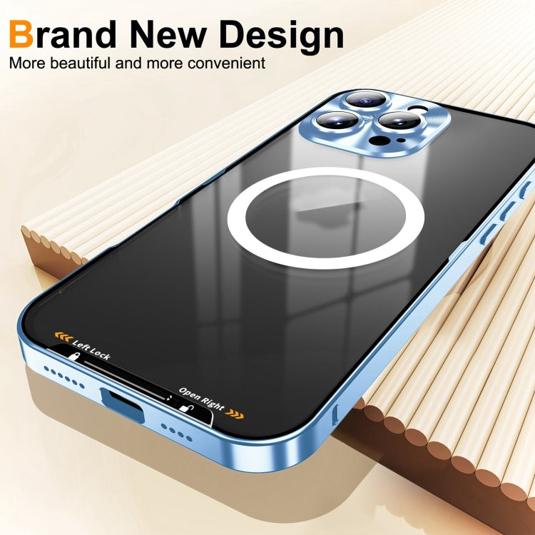 For iPhone 16 Pro Max Frosted MagSafe Magnetic Metal Phone Case(Blue)
