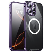 For iPhone 16 Pro Max Frosted MagSafe Magnetic Metal Phone Case(Purple)