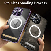 For iPhone 16 Pro Max Frosted MagSafe Magnetic Metal Phone Case(Purple)