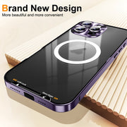 For iPhone 16 Pro Max Frosted MagSafe Magnetic Metal Phone Case(Purple)