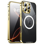 For iPhone 16 Pro Max Frosted MagSafe Magnetic Metal Phone Case(Gold)