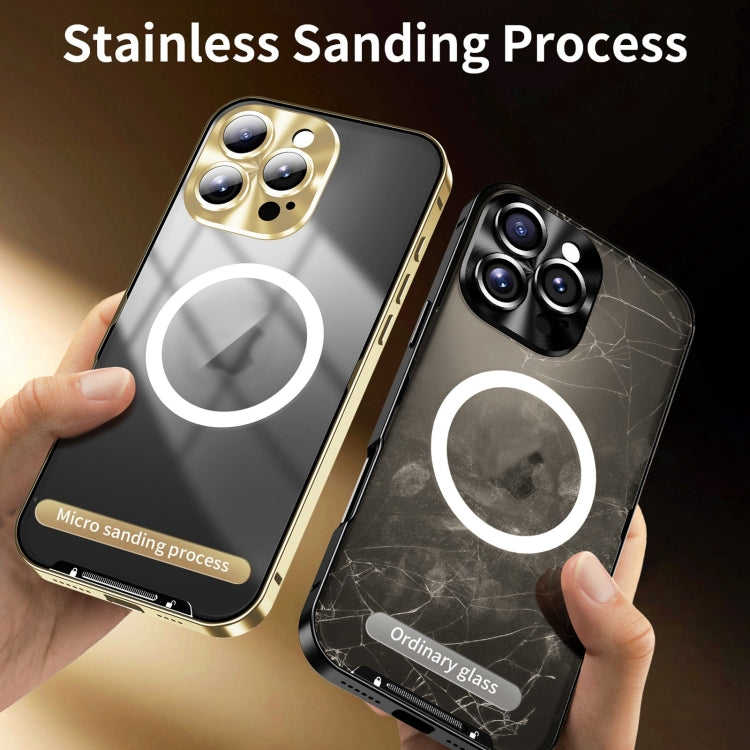 For iPhone 16 Pro Max Frosted MagSafe Magnetic Metal Phone Case(Gold)