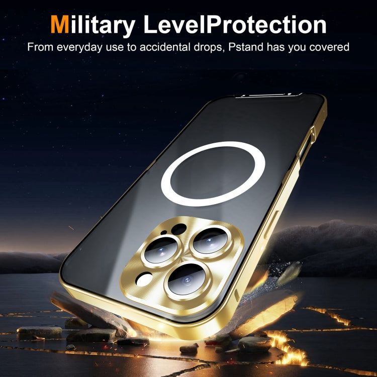 For iPhone 16 Pro Max Frosted MagSafe Magnetic Metal Phone Case(Gold)