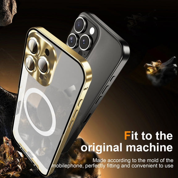 For iPhone 16 Pro Max Frosted MagSafe Magnetic Metal Phone Case(Gold)