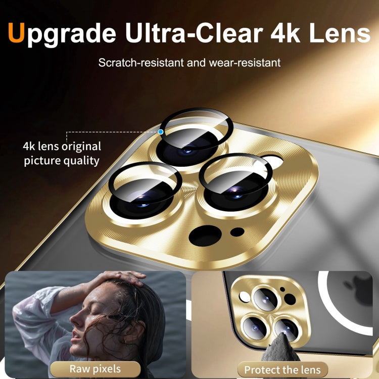 For iPhone 16 Pro Max Frosted MagSafe Magnetic Metal Phone Case(Gold)