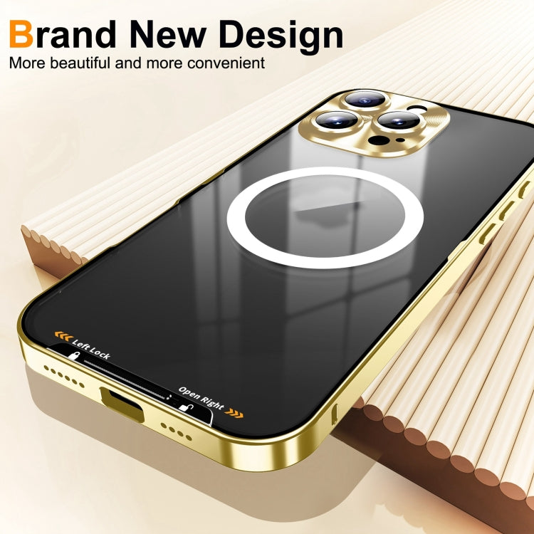 For iPhone 16 Pro Max Frosted MagSafe Magnetic Metal Phone Case(Gold)