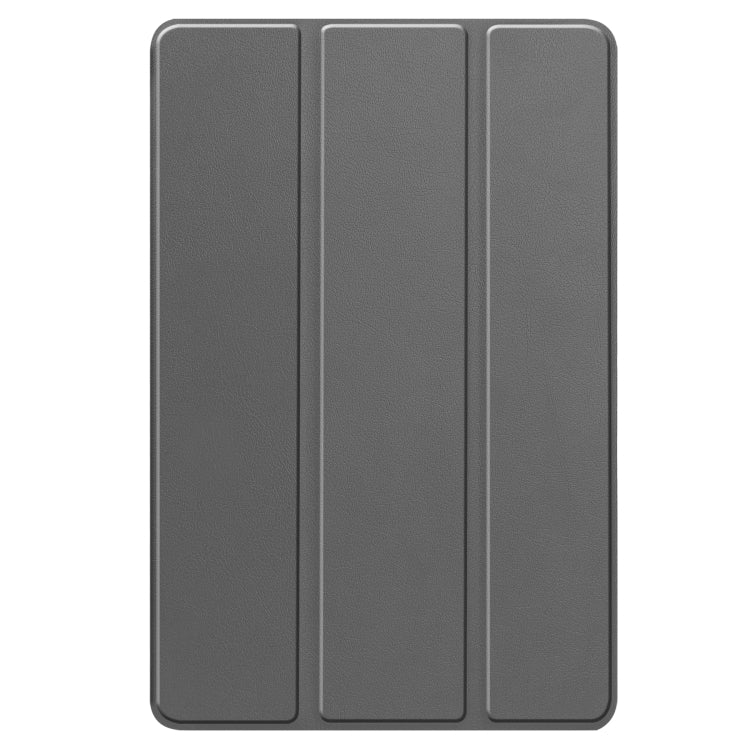 For Lenovo Tab P12/Xiaoxin Pad Pro 12.7 inch Custer Solid Color 3-Fold Stand Leather Tablet Case(Grey)