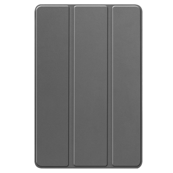 For Lenovo Tab P12/Xiaoxin Pad Pro 12.7 inch Custer Solid Color 3-Fold Stand Leather Tablet Case(Grey)