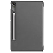 For Lenovo Tab P12/Xiaoxin Pad Pro 12.7 inch Custer Solid Color 3-Fold Stand Leather Tablet Case(Grey)