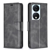 For Honor X7b Lambskin Texture Pure Color Flip Leather Phone Case(Black)