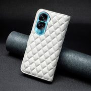 For Honor 90 Lite/X50i Diamond Lattice Wallet Flip Leather Phone Case(White)