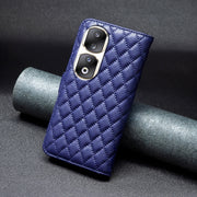 For Honor 90 Pro Diamond Lattice Wallet Flip Leather Phone Case(Blue)