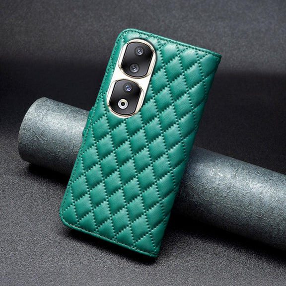 For Honor 90 Pro Diamond Lattice Wallet Flip Leather Phone Case(Green)