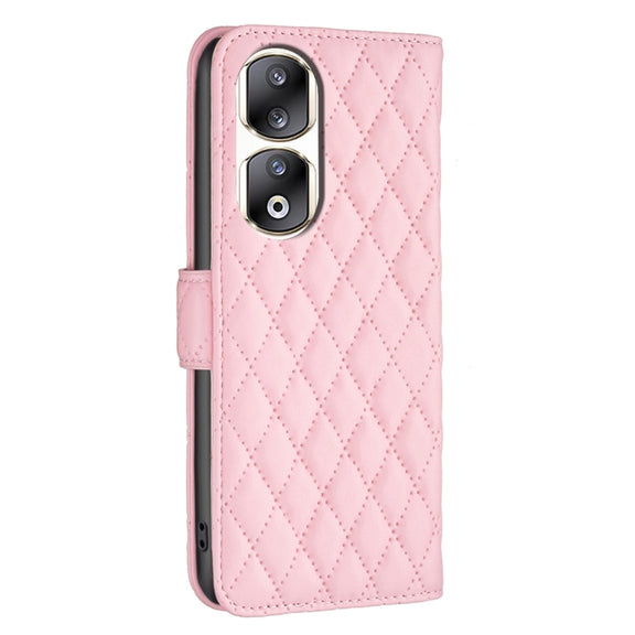 For Honor 90 Pro Diamond Lattice Wallet Flip Leather Phone Case(Pink)