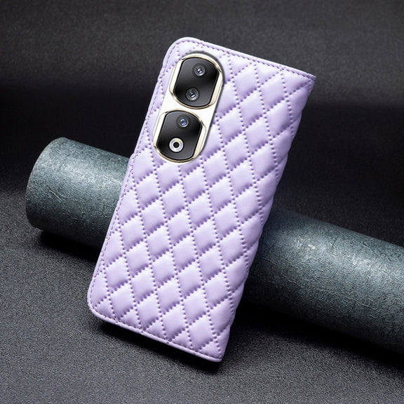For Honor 90 Pro Diamond Lattice Wallet Flip Leather Phone Case(Purple)