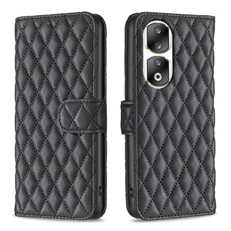 For Honor 90 Pro Diamond Lattice Wallet Flip Leather Phone Case(Black)