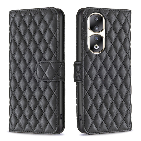 For Honor 90 Pro Diamond Lattice Wallet Flip Leather Phone Case(Black)