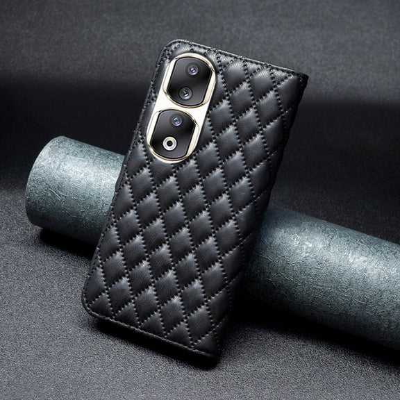 For Honor 90 Pro Diamond Lattice Wallet Flip Leather Phone Case(Black)