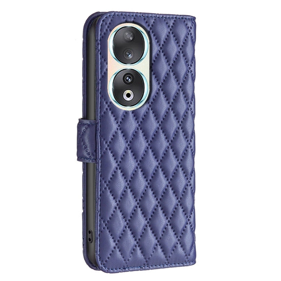 For Honor 90 5G Diamond Lattice Wallet Flip Leather Phone Case(Blue)