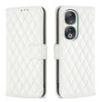 For Honor 90 5G Diamond Lattice Wallet Flip Leather Phone Case(White) - Honor Cases by PMC TechLife | Online Shopping South Africa | PMC TechLife | Buy Now Pay Later Mobicred