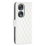 For Honor 90 5G Diamond Lattice Wallet Flip Leather Phone Case(White)