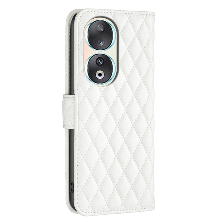For Honor 90 5G Diamond Lattice Wallet Flip Leather Phone Case(White)