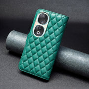 For Honor 90 5G Diamond Lattice Wallet Flip Leather Phone Case(Green)